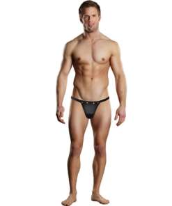 Male Power Rip off Thong w/Studs Black L/XL