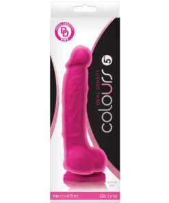 Colours Dual Density 5" Dong w/Balls & Suction Cup - Pink