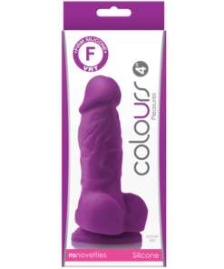 Colours Pleasures 4" Dong w/Balls & Suction Cup - Purple