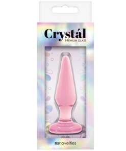 Crystal Glass Tapered Butt Plug Small - Pink