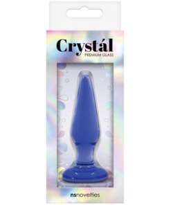 Crystal Glass Tapered Butt Plug Medium - Blue