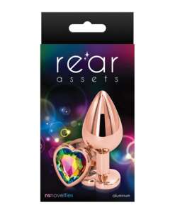 Rear Assets Rose Gold Heart Medium - Rainbow