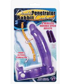 Double Penetrator Rabbit Cockring - Purple
