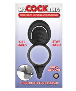 My Cock Ring Double Loop Cockring & Scrotum Cinch - Black