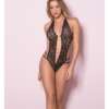 Crotchless Lace Teddy w/Rhinestone Detail Black O/S