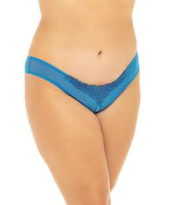 Crotchless Thong w/Pearls Mykonos Blue 1X/2X