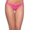 Crotchless Thong w/Pearls Hot Pink O/S