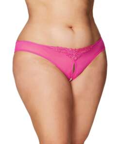 Crotchless Thong w/Pearls Hot Pink 3X/4X