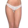 Crotchless Thong w/Pearls White O/S