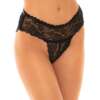 Helena Stretch Lace Open Back Crotchless Panty Black S/M