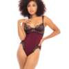 Fall Nicole Satin & Lace Teddy Zinfandel/Black LG