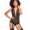 Fall Maxine Galloon Lace Body Teddy Black O/S