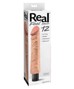 Real Feel No. 12  Long 10" Vibe Waterproof - Mutli-speed Flesh