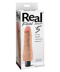 Real Feel No. 5 Long 7.5" Vibe Waterproof - Mutli-speed Flesh