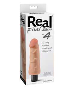 Real Feel No. 4  Long 6" Vibe Waterproof - Mutli-speed Flesh