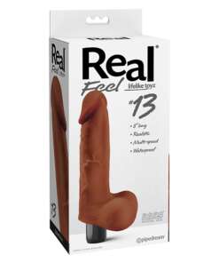 Real Feel No. 13  Long 8.5" Vibe Waterproof -  Mutli-speed Brown