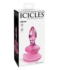 Icicles No. 90 Hand Blown Glass Butt Plug w/Suction Cup -  Pink