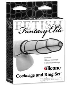 Fetish Fantasy Elite Cockcage & Ring Set - Black