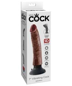 King Cock 7" Vibrating Cock - Brown