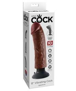 King Cock 8" Vibrating Cock - Brown