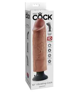 King Cock 10" Vibrating Cock - Tan