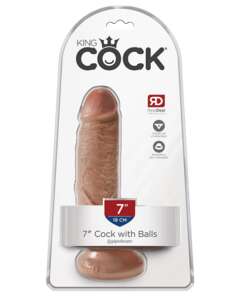 King Cock 7" Cock w/Balls - Tan