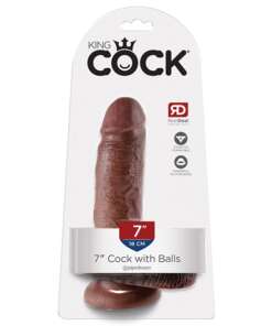 King Cock 7" Cock w/Balls - Brown