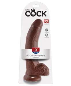 King Cock 9" Cock w/Balls - Brown