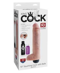 King Cock 10" Squirting Cock w/Balls - Flesh