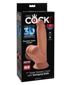 King Cock Plus 7" Triple Density Cock w/Swinging Balls - Tan