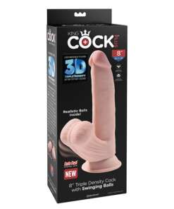 King Cock Plus 8" Triple Density Cock w/Swinging Balls - Ivory