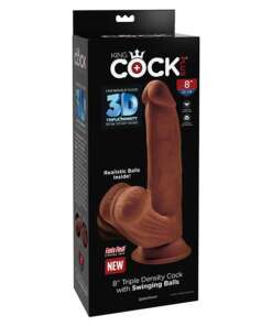 King Cock Plus 8" Triple Density Cock w/Swinging Balls - Brown