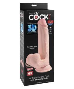 King Cock Plus 9" Triple Density Cock w/Swinging Balls - Ivory