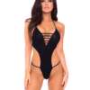 Pink Lipstick V is for Vixen Bodysuit Black M/L