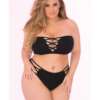 Pink Lipstick Truth or Bare 2pc Bra Set Black 1X