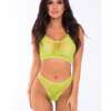Pink Lipstick Festival Flirt Bra Set Green M/L