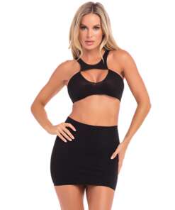 Pink Lipstick Be Seen Skirt Set Black O/S