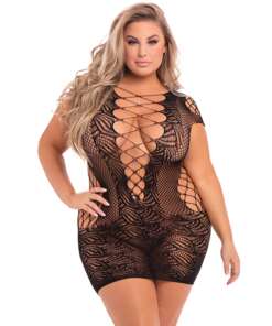 Pink Lipstick Time 2 Slay Mini Dress Black 1X-3X