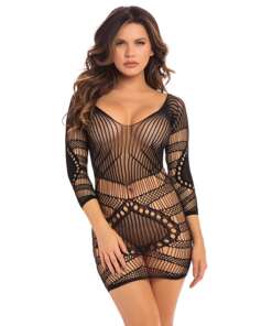 Pink Lipstick Pleasure Craft Net Dress Black S/M