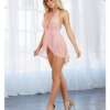 Lace & Sheer Skirted Teddy Pink Champagne O/S