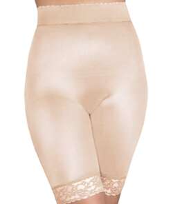Rago Shapewear Long Leg Shaper w/Gripper Stretch Lace Bottom Beige SM