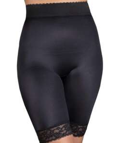 Rago Shapewear Long Leg Shaper w/Gripper Stretch Lace Bottom Black LG
