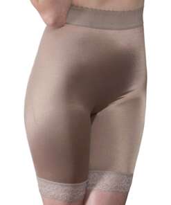 Rago Shapewear Long Leg Shaper w/Gripper Stretch Lace Bottom Mocha 4X