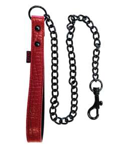 Rouge Leather Handle Lead Dog Chain - Burgundy