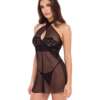 Rene Rofe Midnight Halter Chemise Set Black M/L
