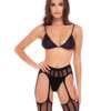 Rene Rofe Straight Up Garter Set Black S/M