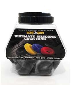 Boneyard Ultimate Silicone Cock Ring Fishbowl - Black Bowl of 50
