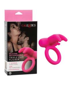 Silicone Rechargeable Triple Clit Flicker - Pink