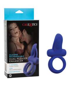 Couples Enhancers Silicone Rechargeable Dual Pleaser Enhancer - Blue