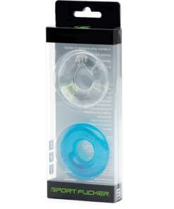 Sport Fucker Chubby Cockring Pack of 2 - Clear & Ice Blue